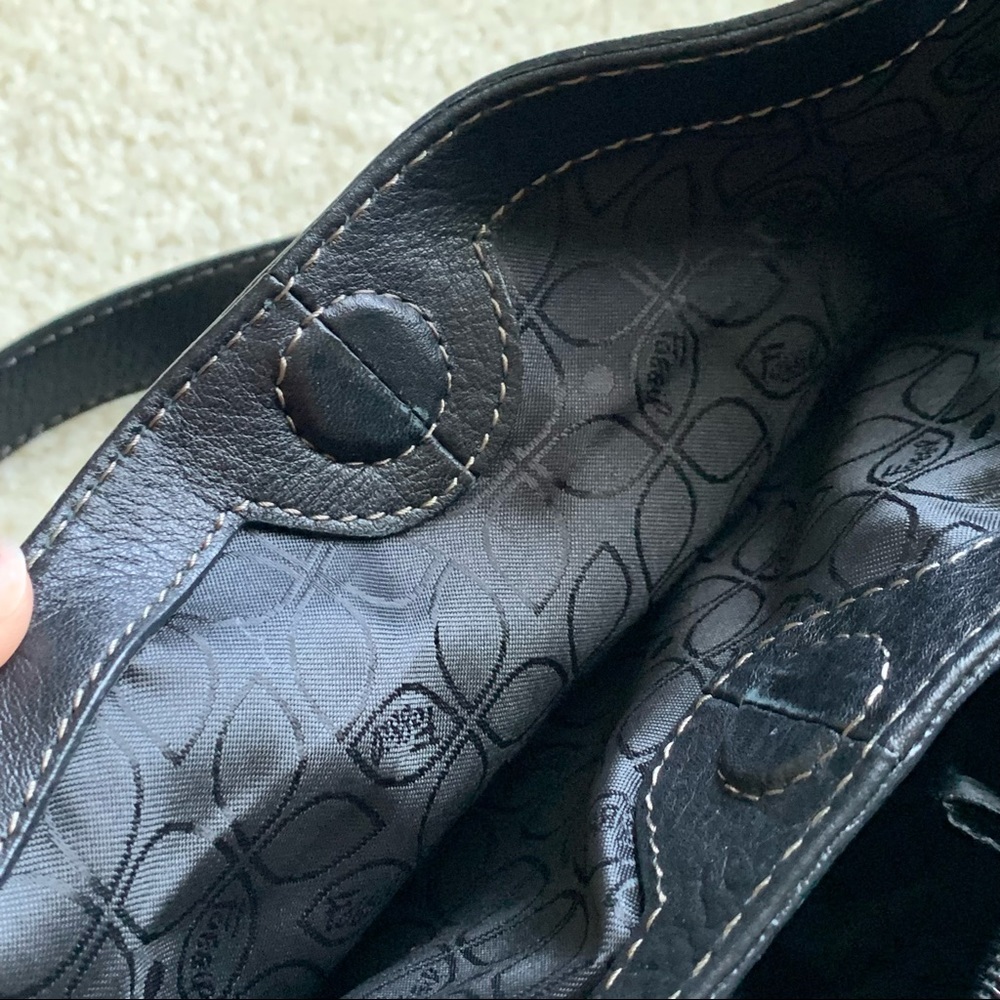 Fossil Black Leather Shoulder Purse with magnets - Picture 7 of 13